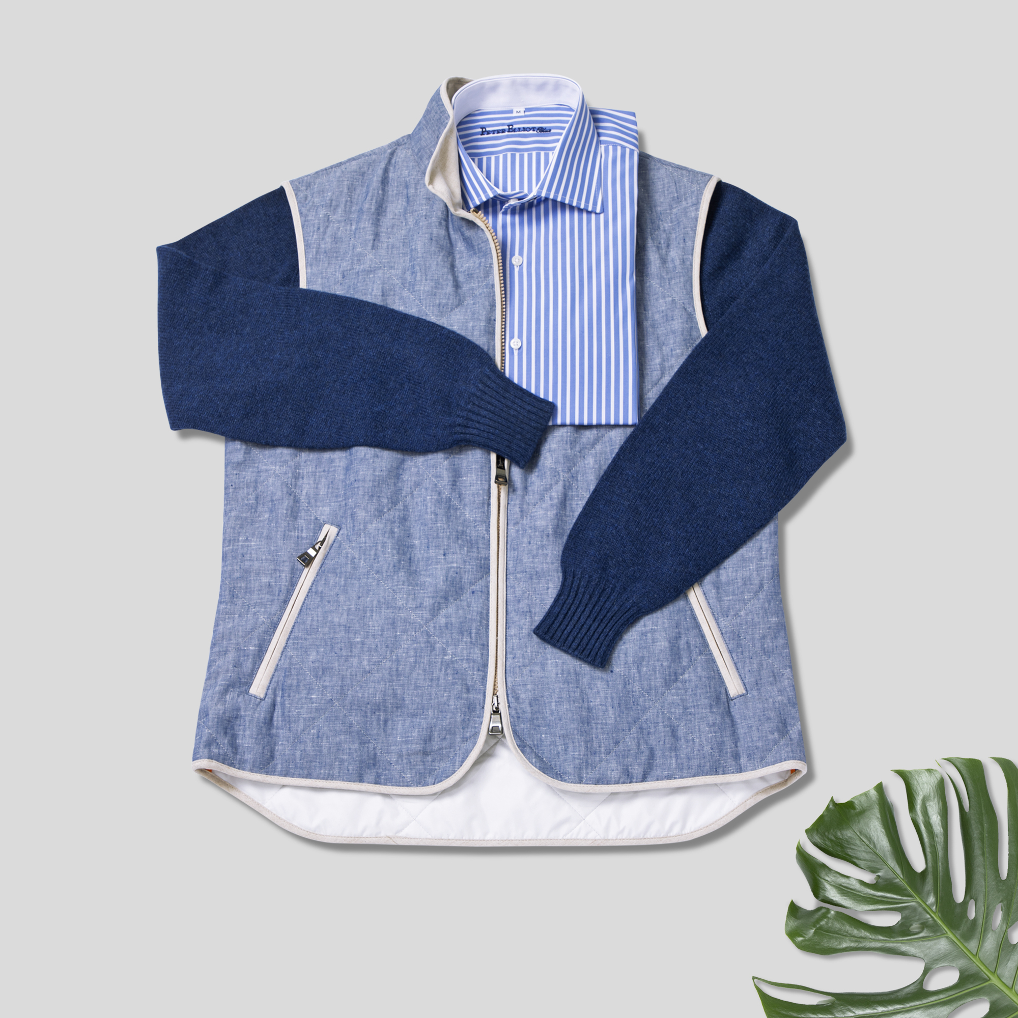 Chambray Men's Linen Vest Peter Elliot Blue