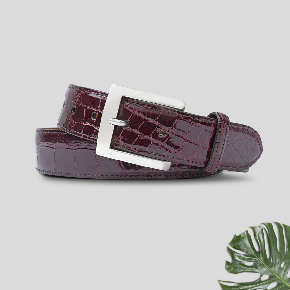 Shant Peter Brown Genuine Alligator Women’s Belt with Sterling Silver Buckle MEN_SA1-1200x675-cropped.jpg main image 4