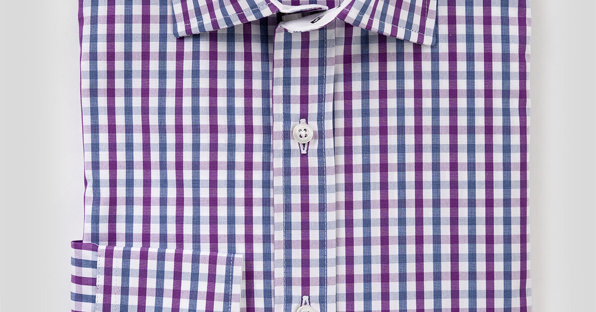 Boy's Check Dress Shirt - 16 - purple-and-blue