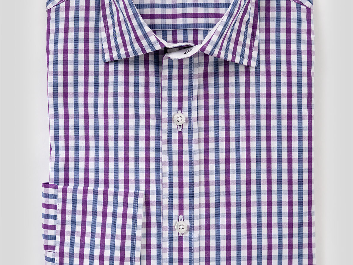 Boy's Check Dress Shirt - 16 - purple-and-blue Boy's Check Dress Shirt - 16 - purple-and-blue